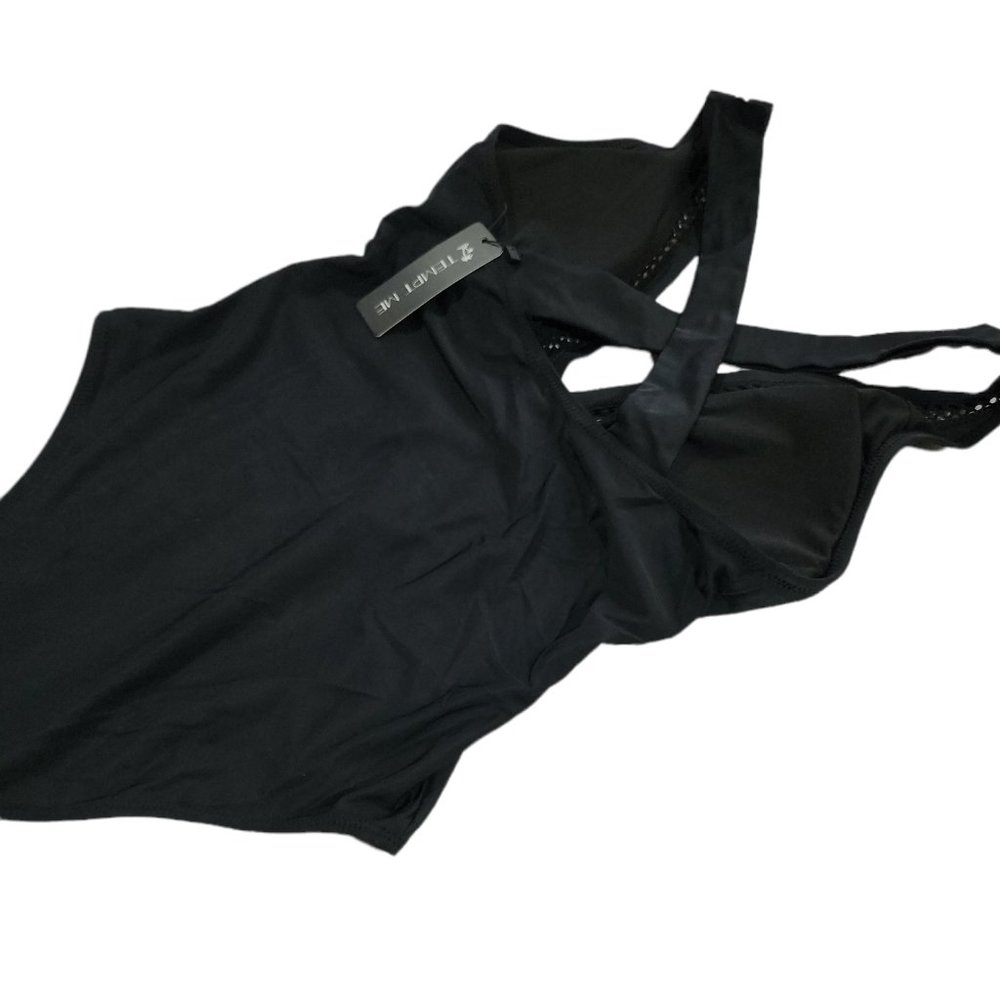 Tempt Me Women One Piece Black Swimsuit Plunge V Neck (Size US S) - Picture 6 of 8